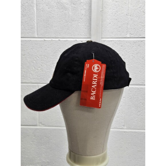NWT Barcardi Rum Black Baseball Cap Bat Logo 100% Cotton Dad Hat ~ NEW! - Picture 2 of 7